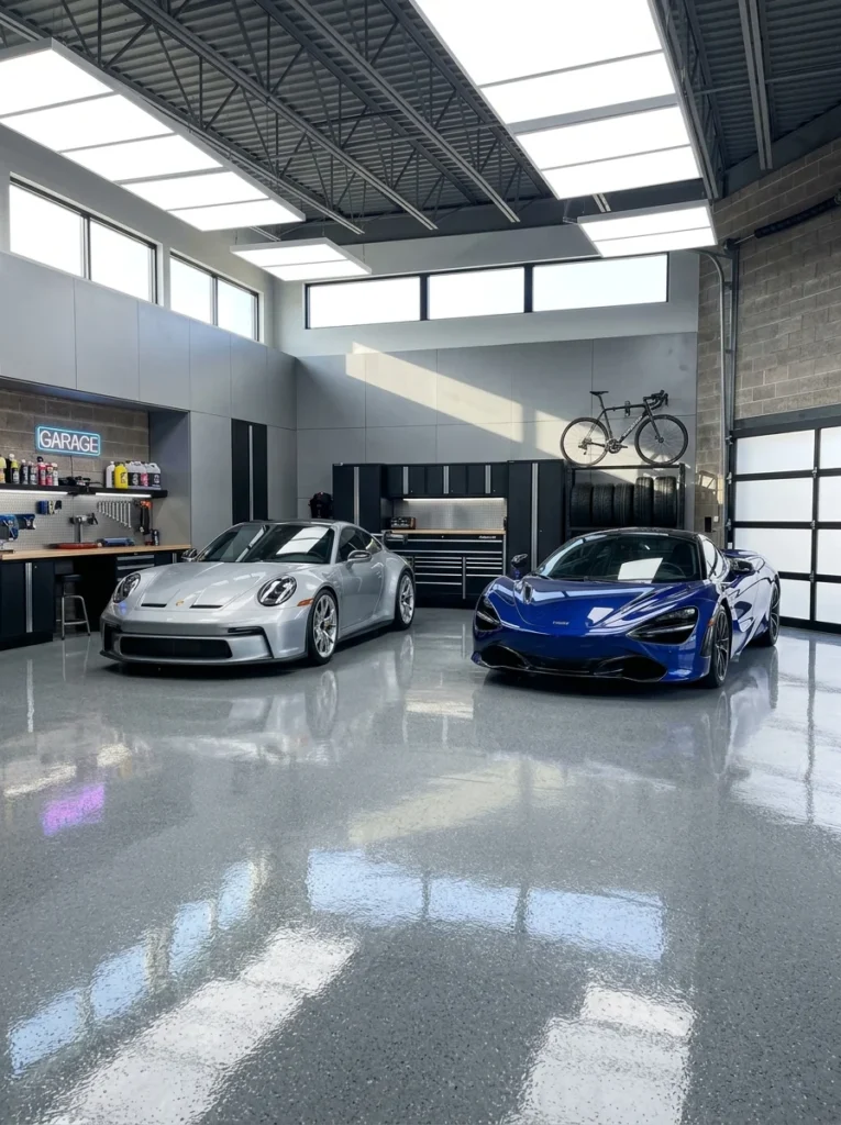 Polyaspartic garage floor coating.