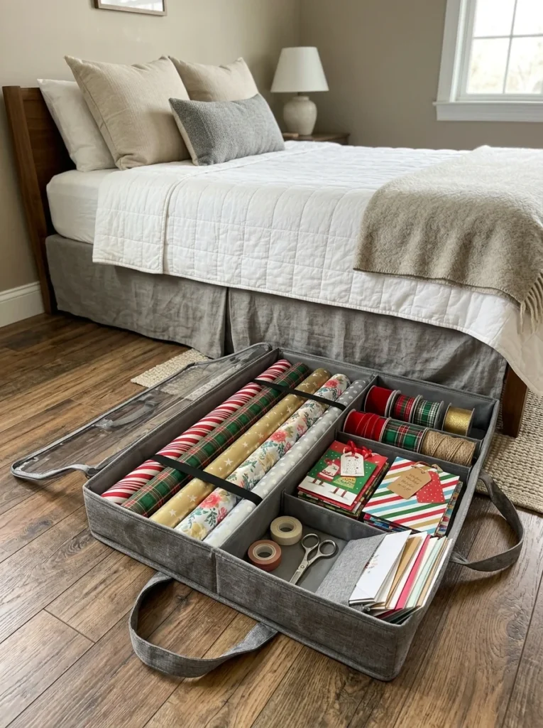 Upholstered ottoman bed with hidden storage underneath