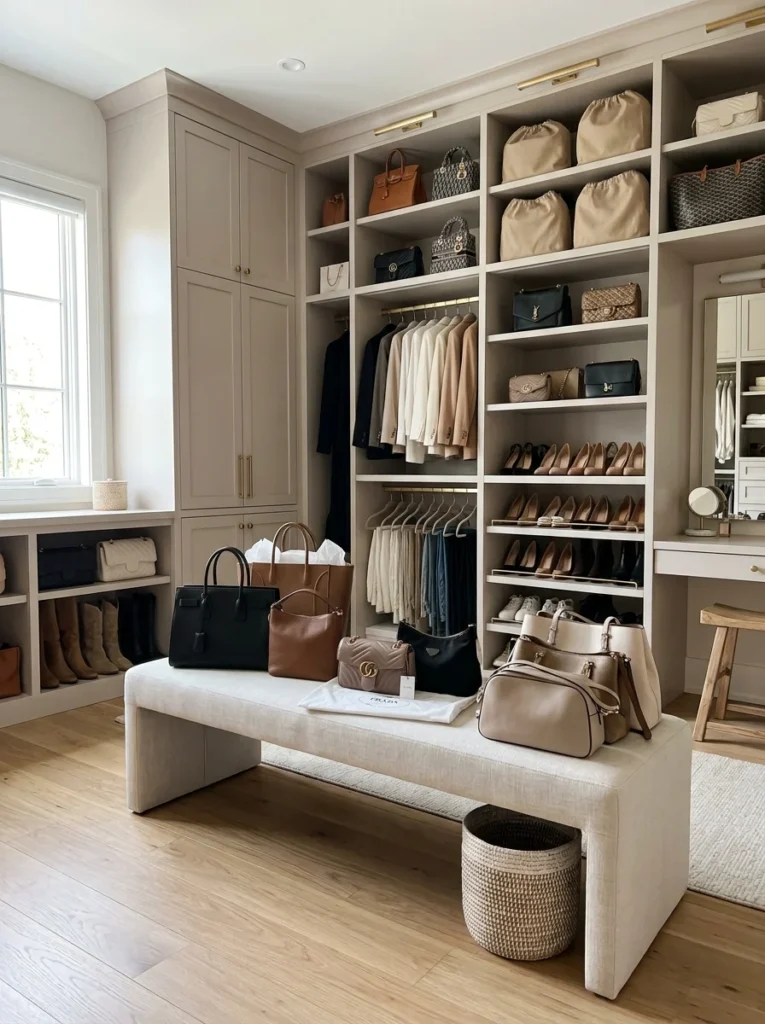 Annual handbag collection review and storage organization