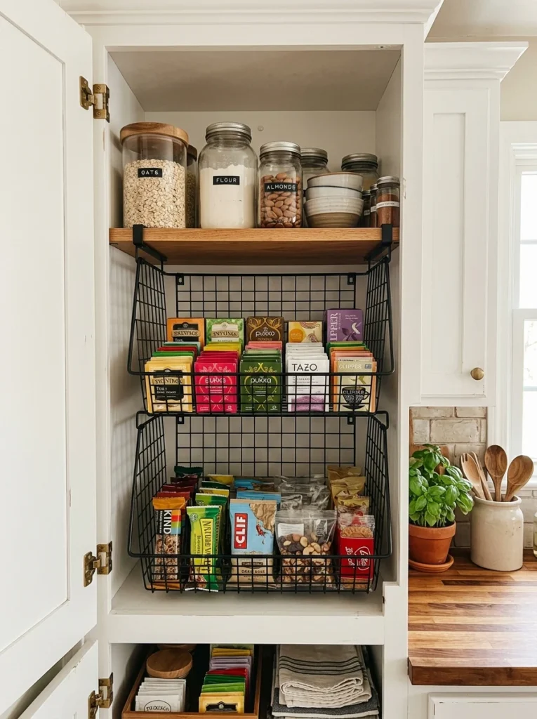 nder-shelf baskets creating extra kitchen cabinet storage