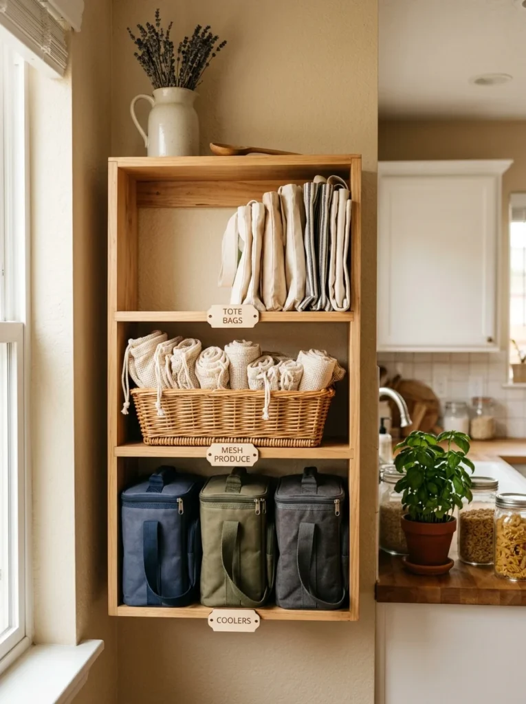 eusable bags separated by type and shopping purpose