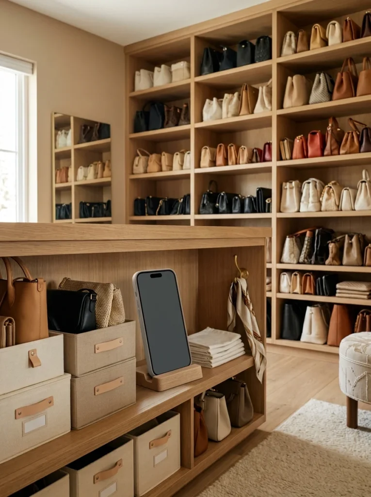 Smartphone photo catalog used to reference a purse collection