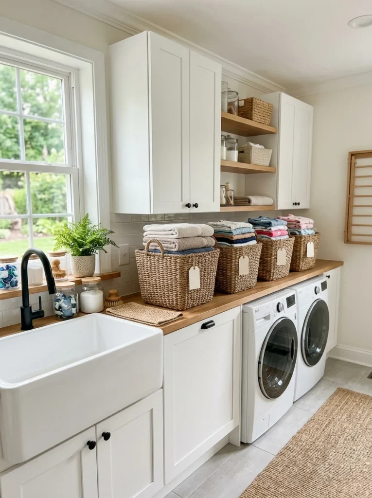 Stackable baskets for sorting folded laundry