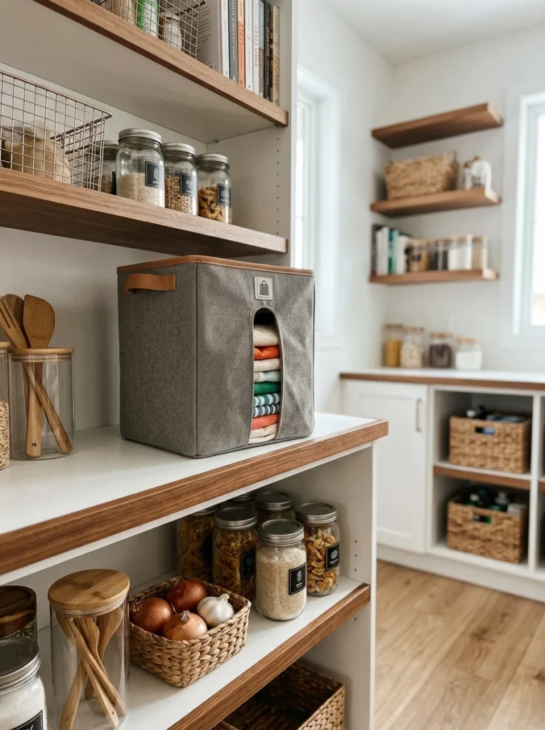 Fabric dispenser bin storing reusable grocery bags