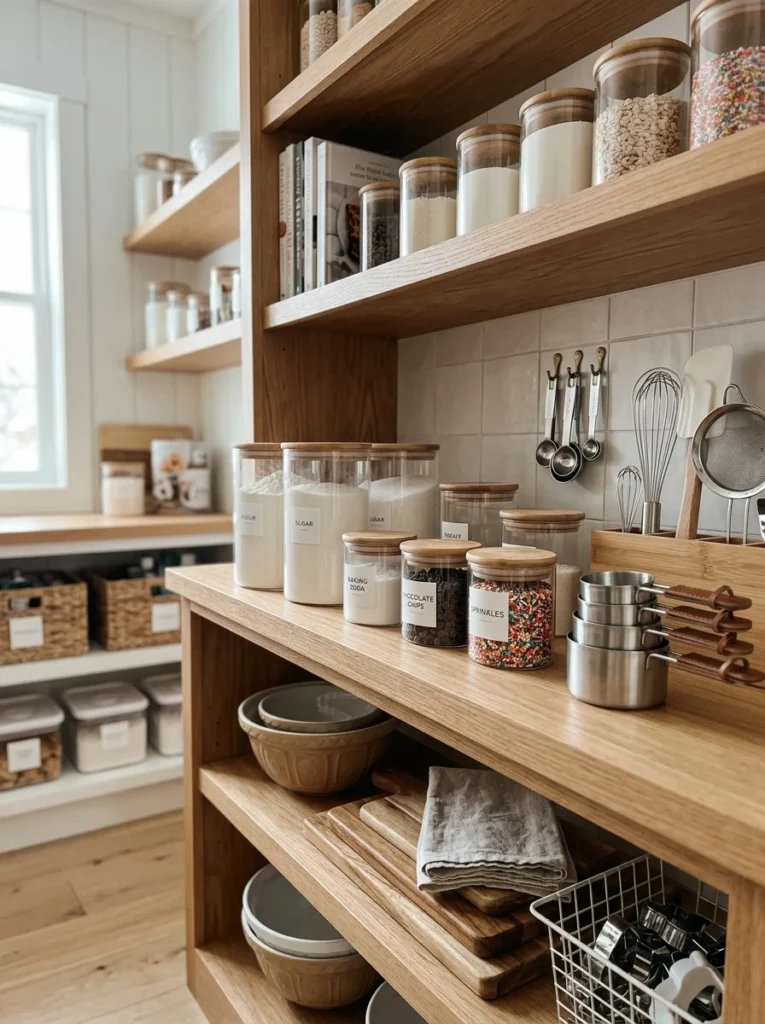 Dedicated pantry zone organizing baking ingredients together