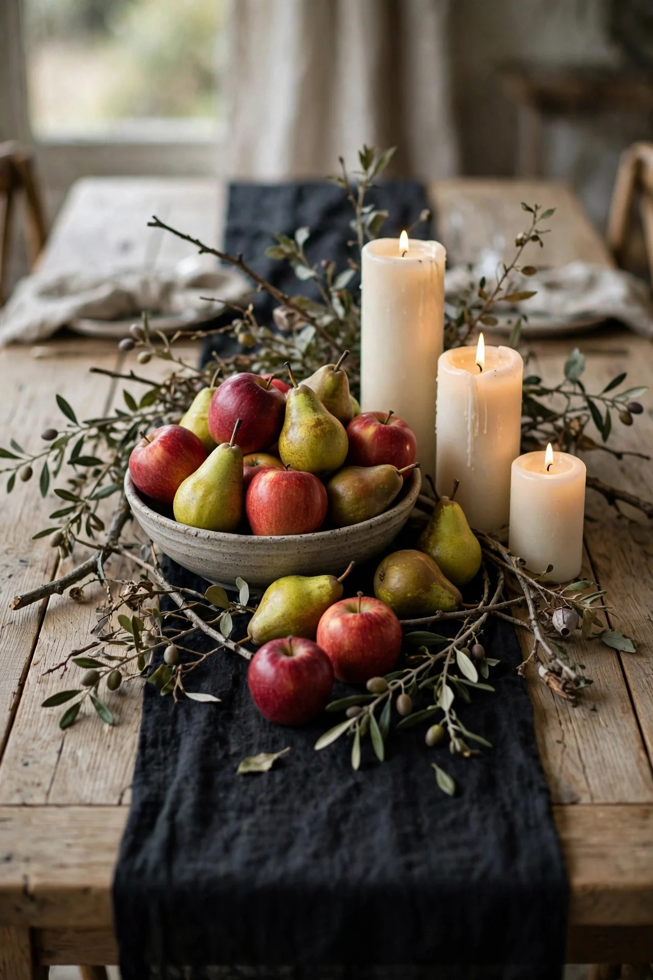 15-minute dining centerpiece with fruit and candles