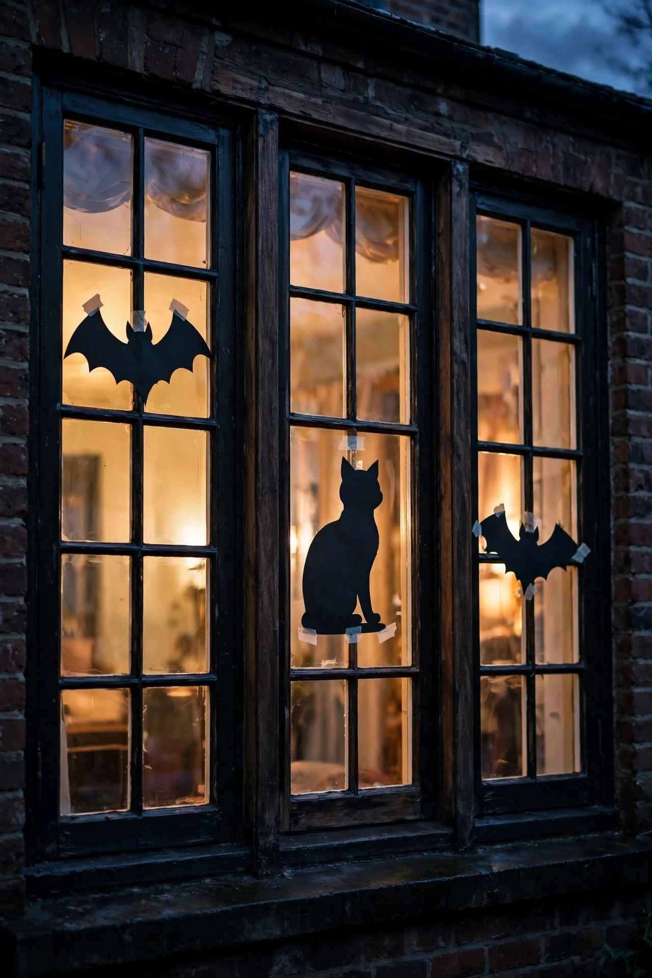 Window silhouettes glowing at dusk