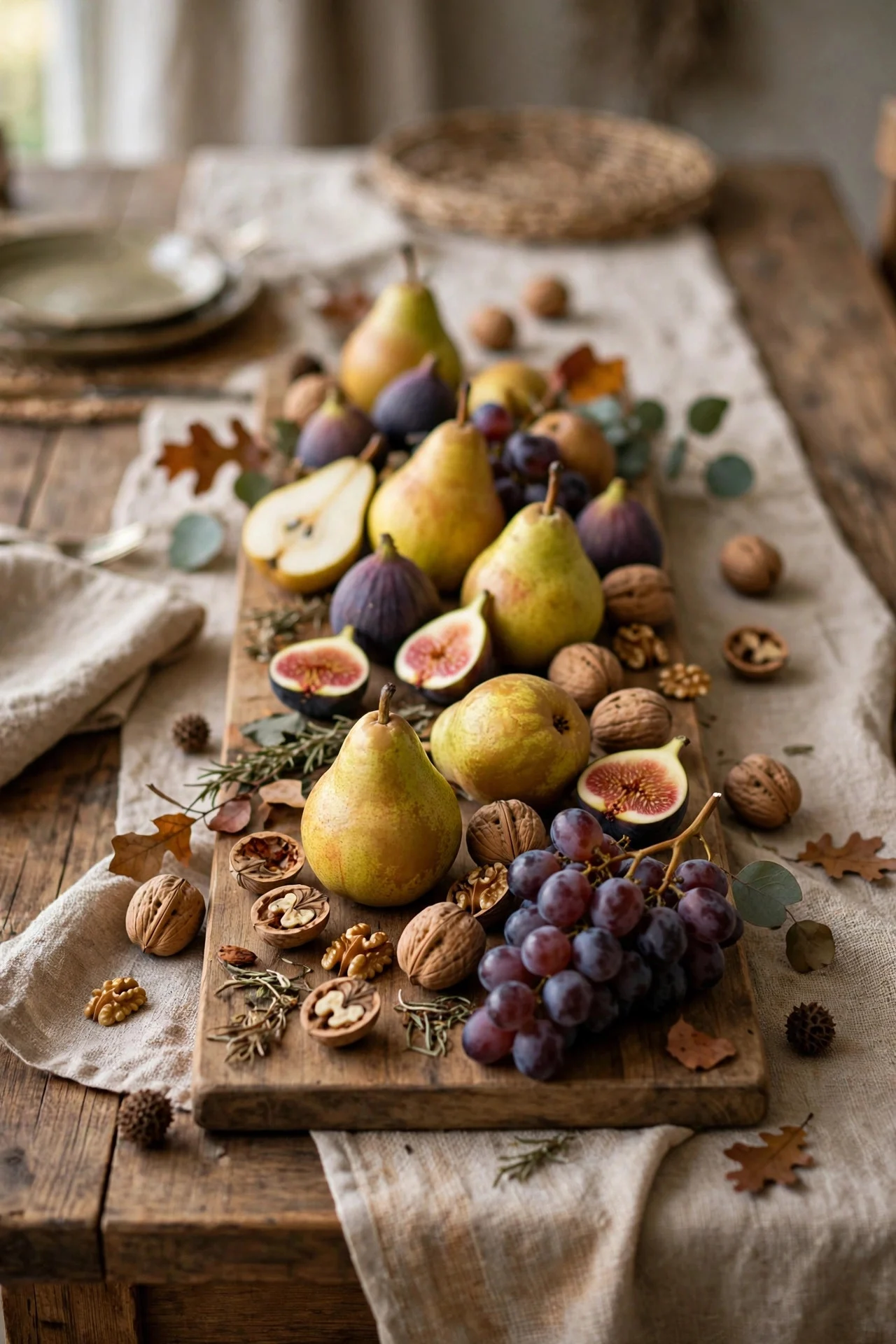 Harvest tablescape with pears and figs