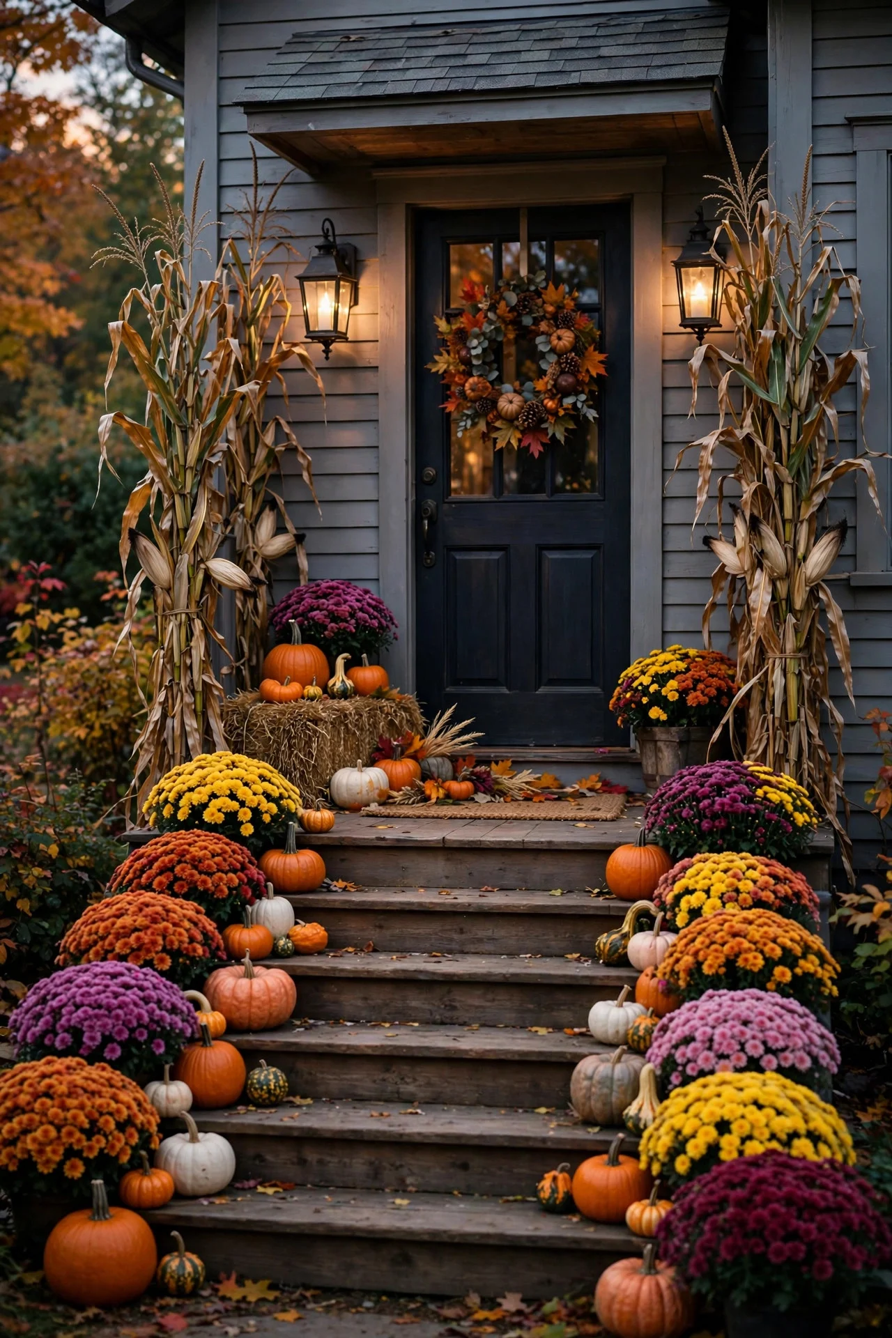 15 Fall Porch Decor Ideas With Mums & Pumpkins