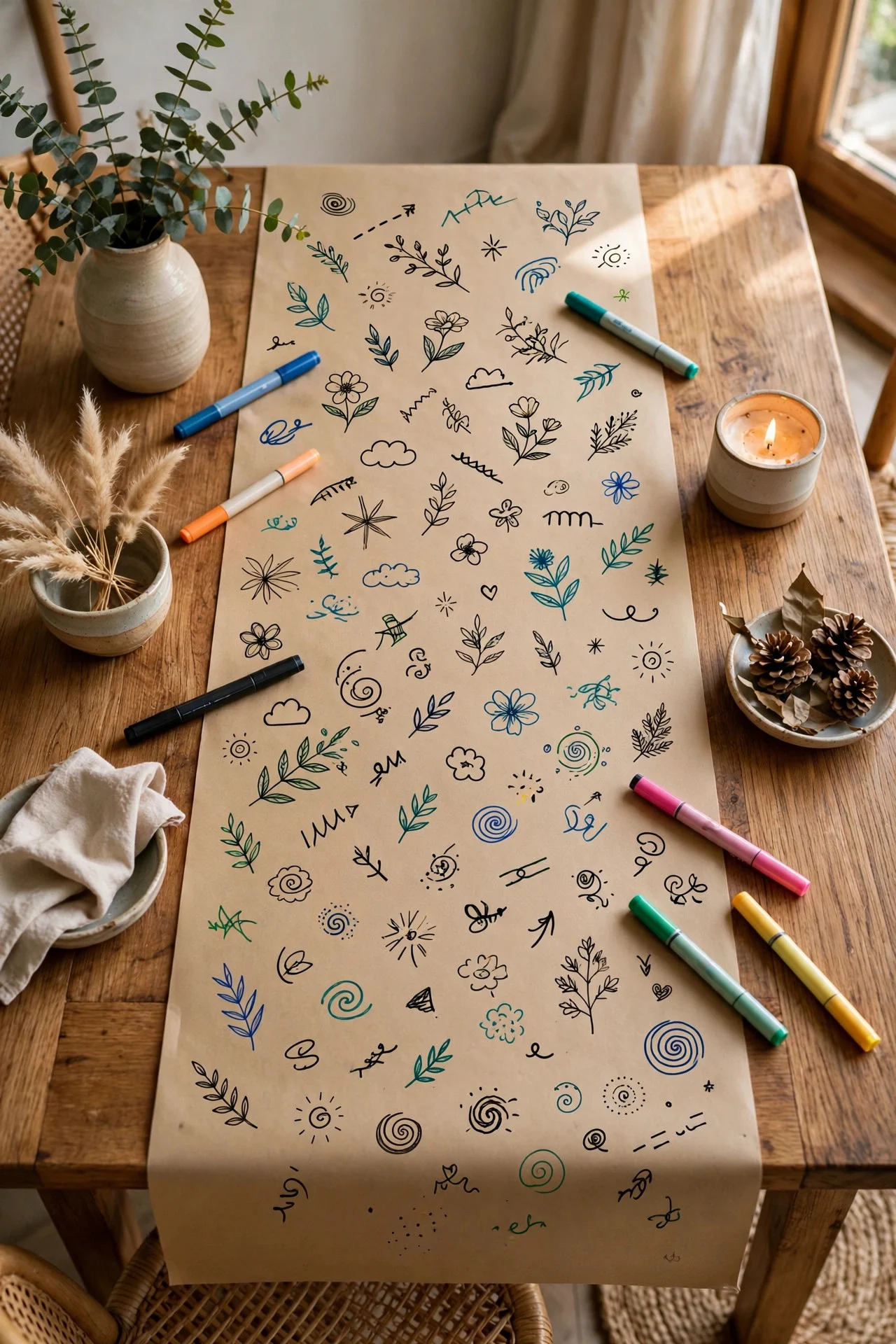 Kraft paper table runner guests can write on