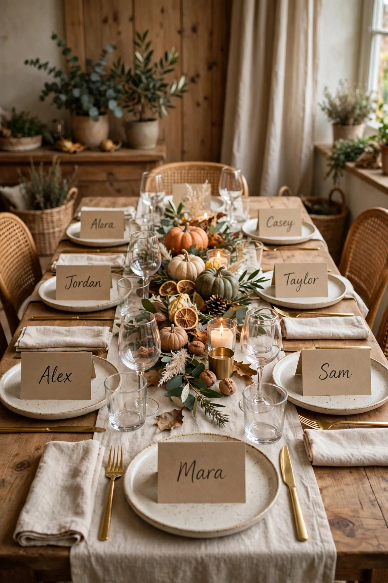 Printable place cards tented at each table setting