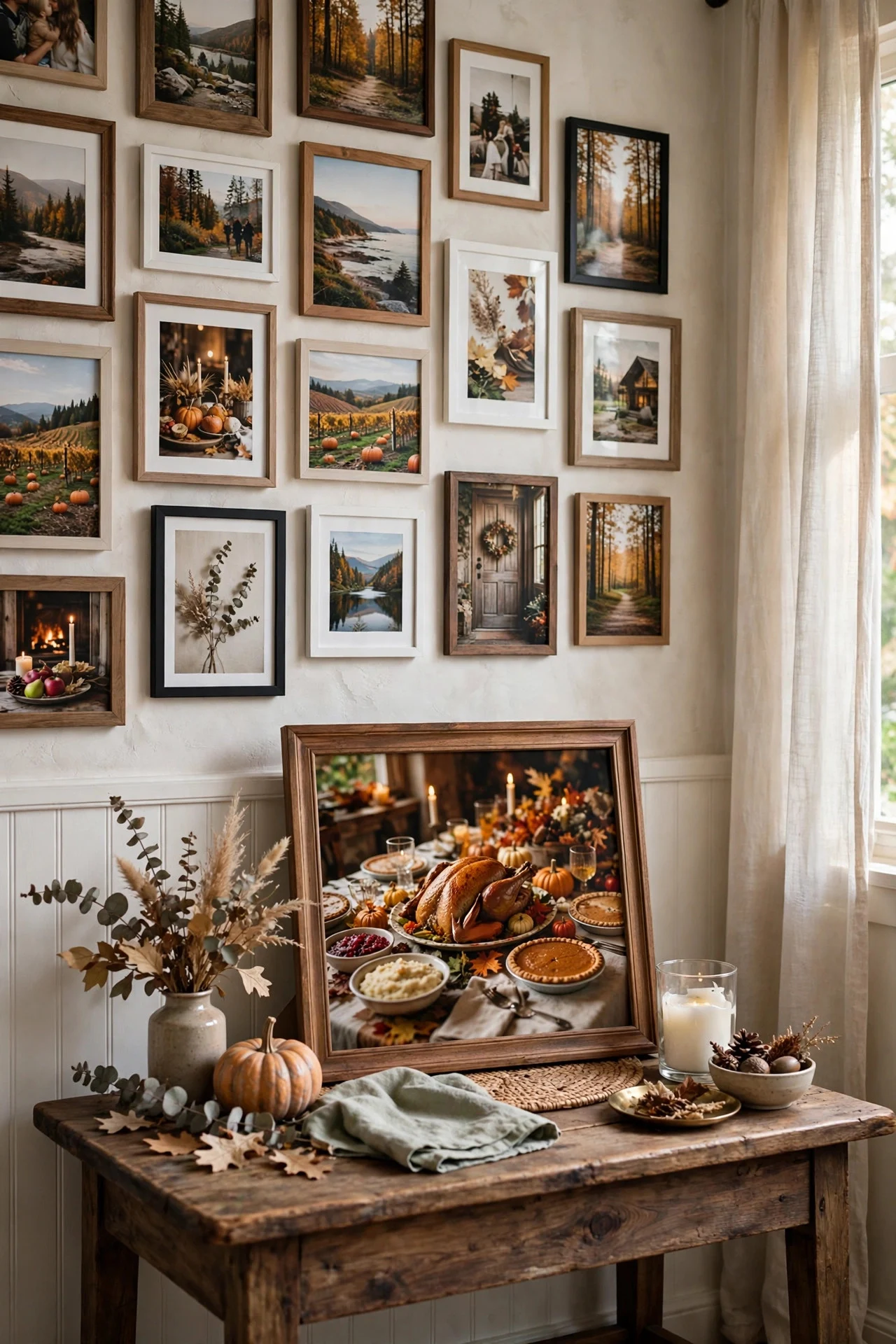 Framed photo from last year's Friendsgiving on display