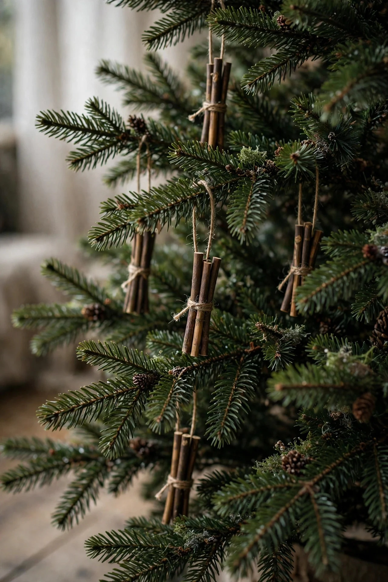 Fir scent sticks hidden inside Christmas tree branches