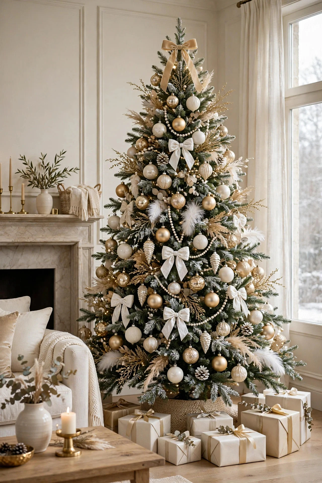 Champagne and white luxury Christmas tree