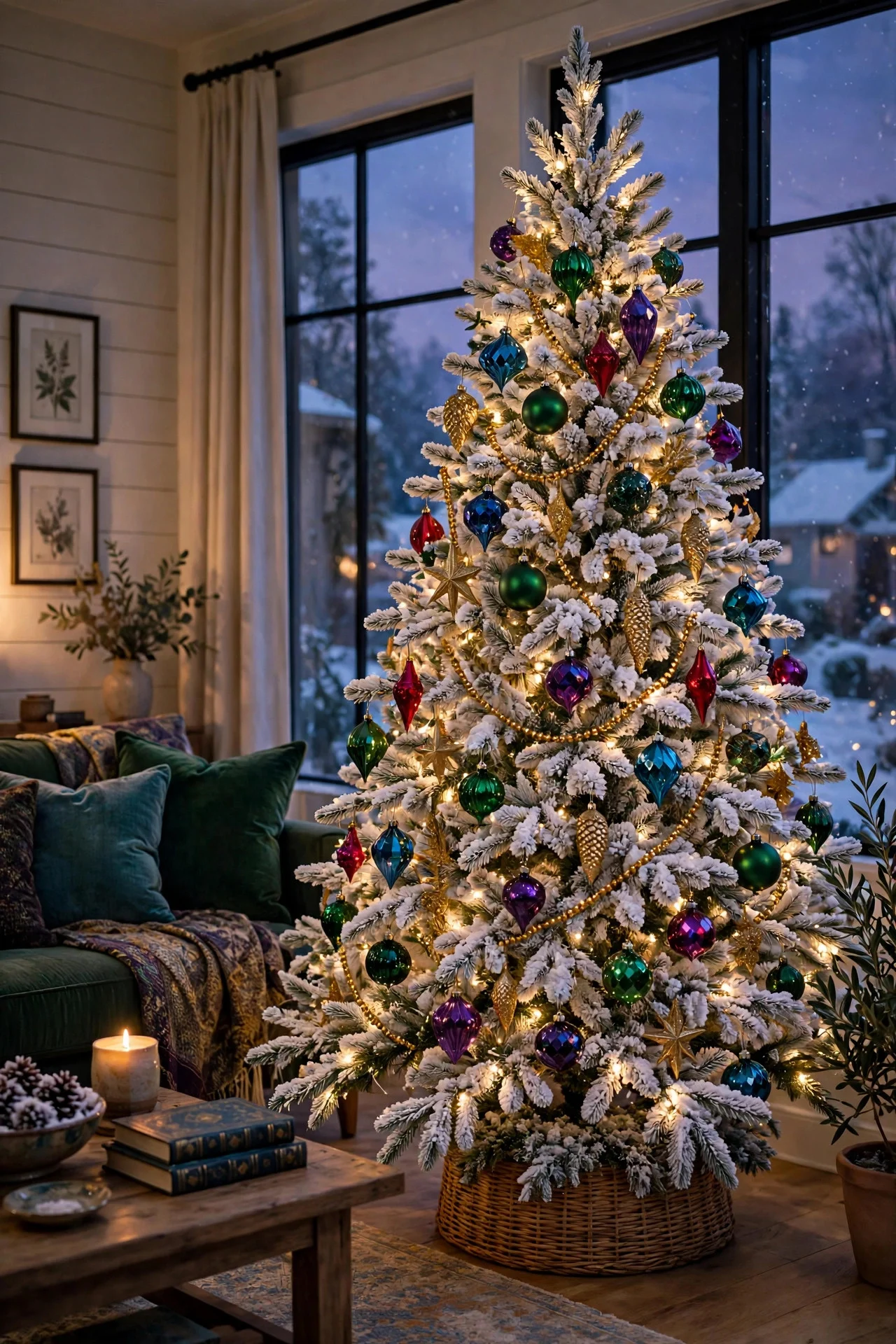 17 Flocked Christmas Tree Decor Ideas