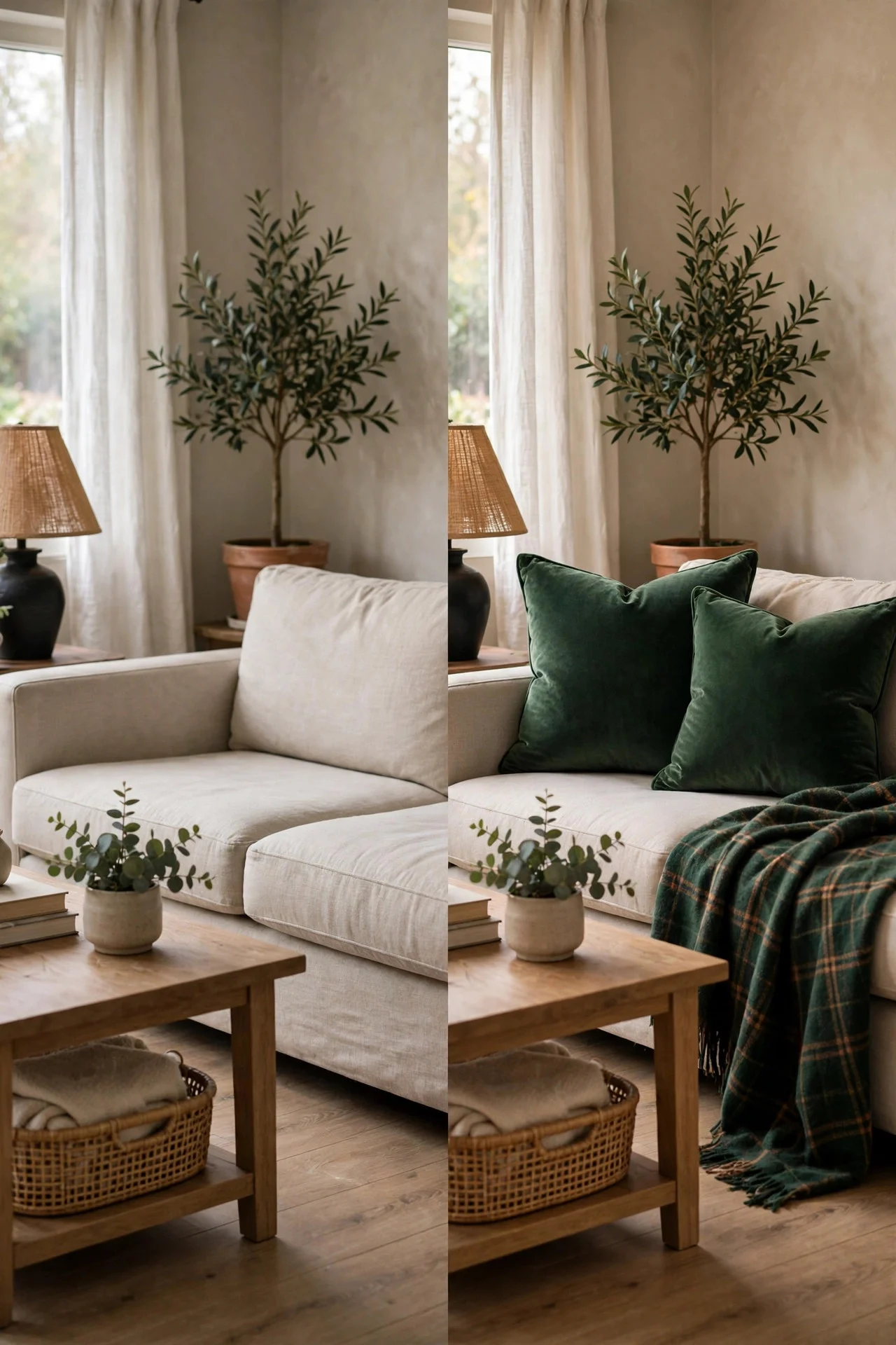 Sofa with affordable velvet Christmas pillow covers