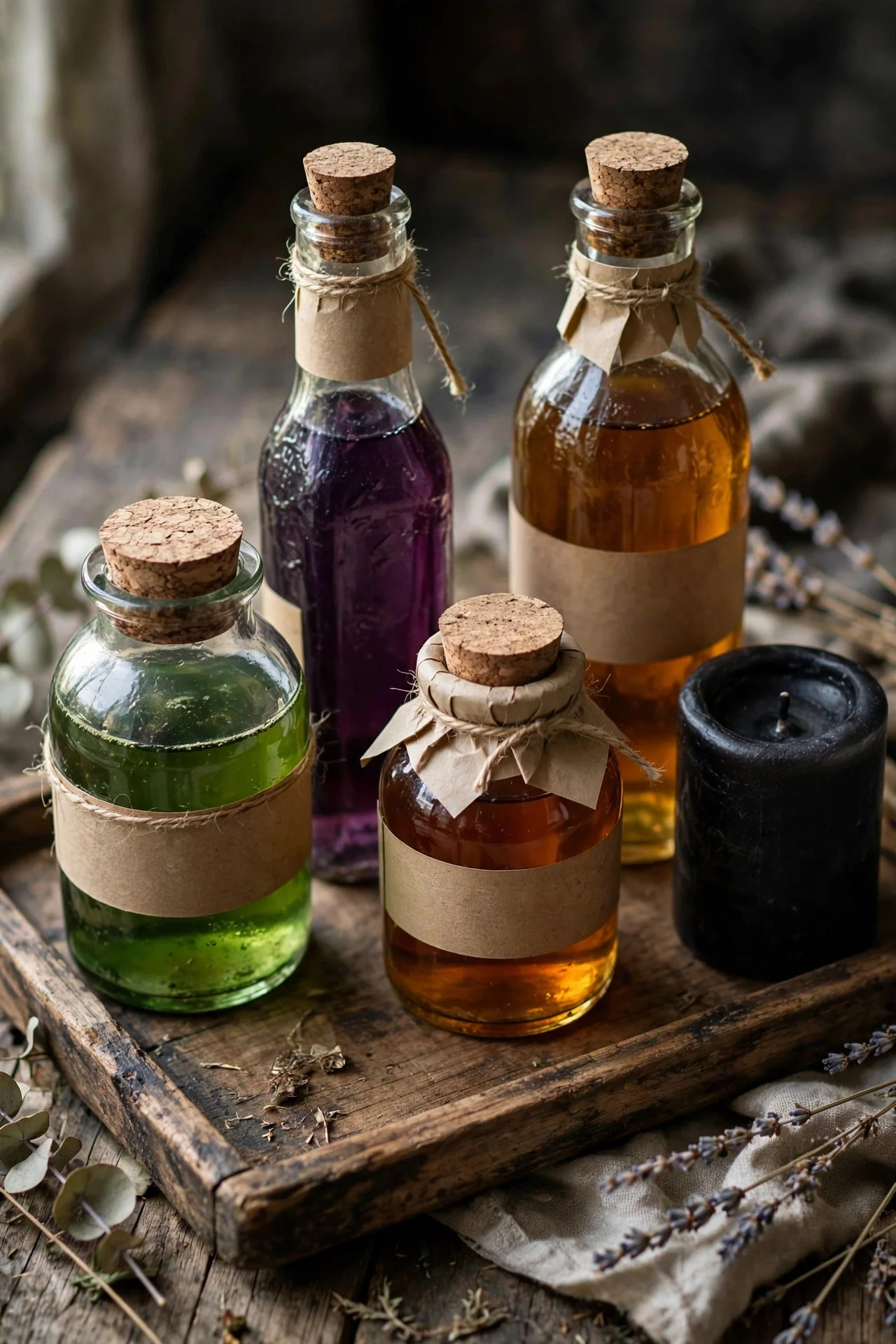 DIY potion bottles made from recycled jars