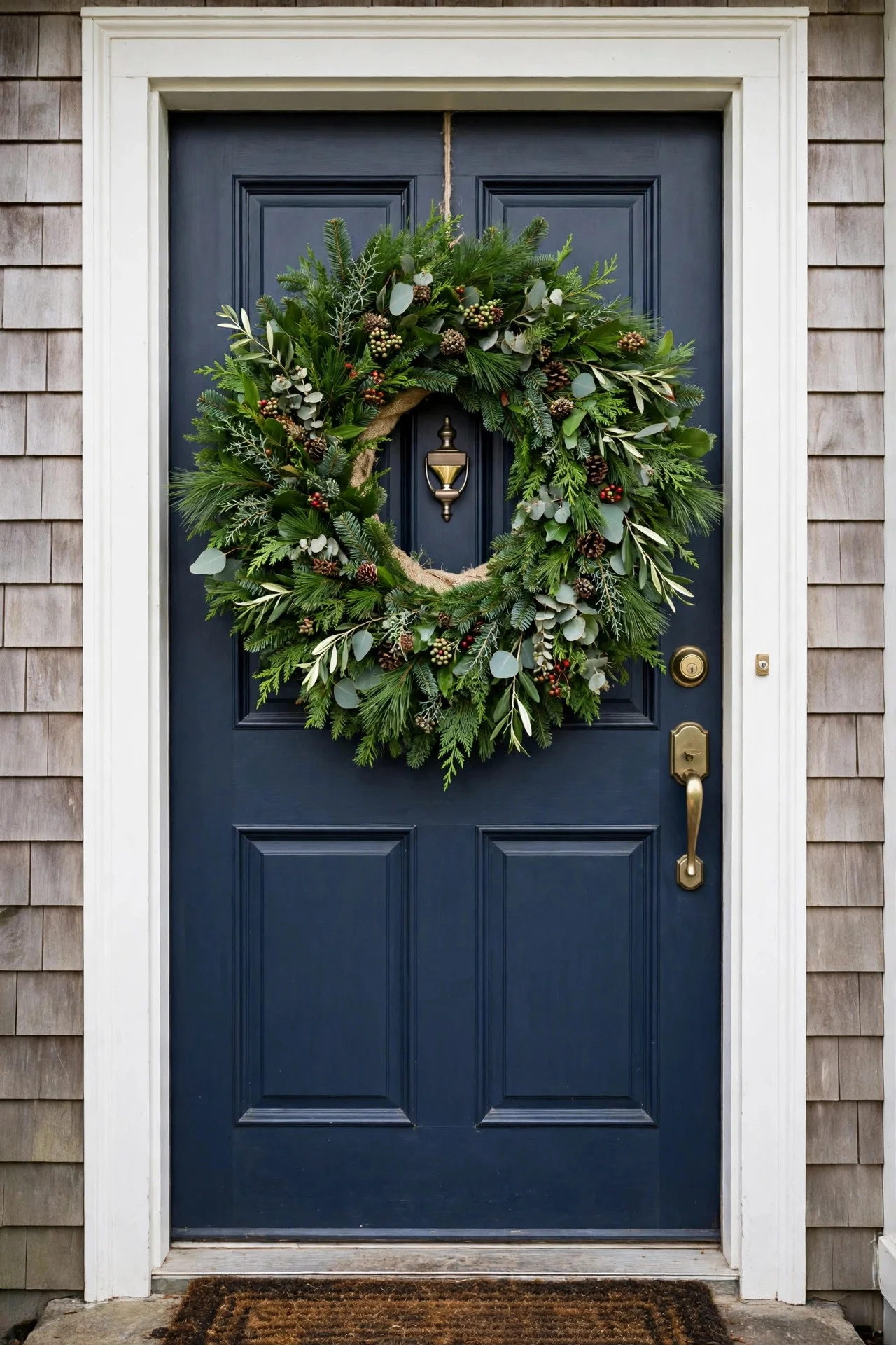 Properly sized large wreath on a front door