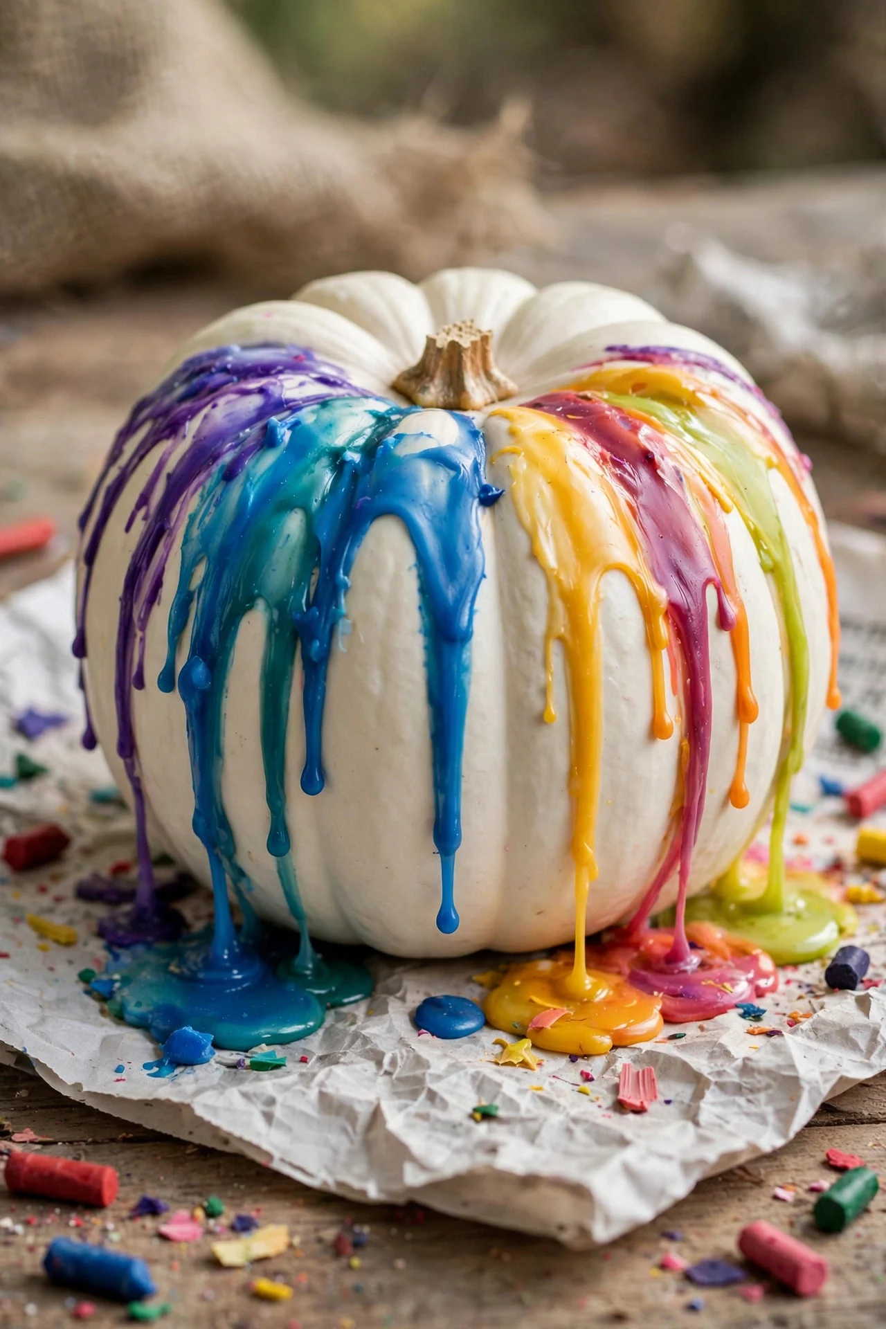 Melted crayon drip pumpkin