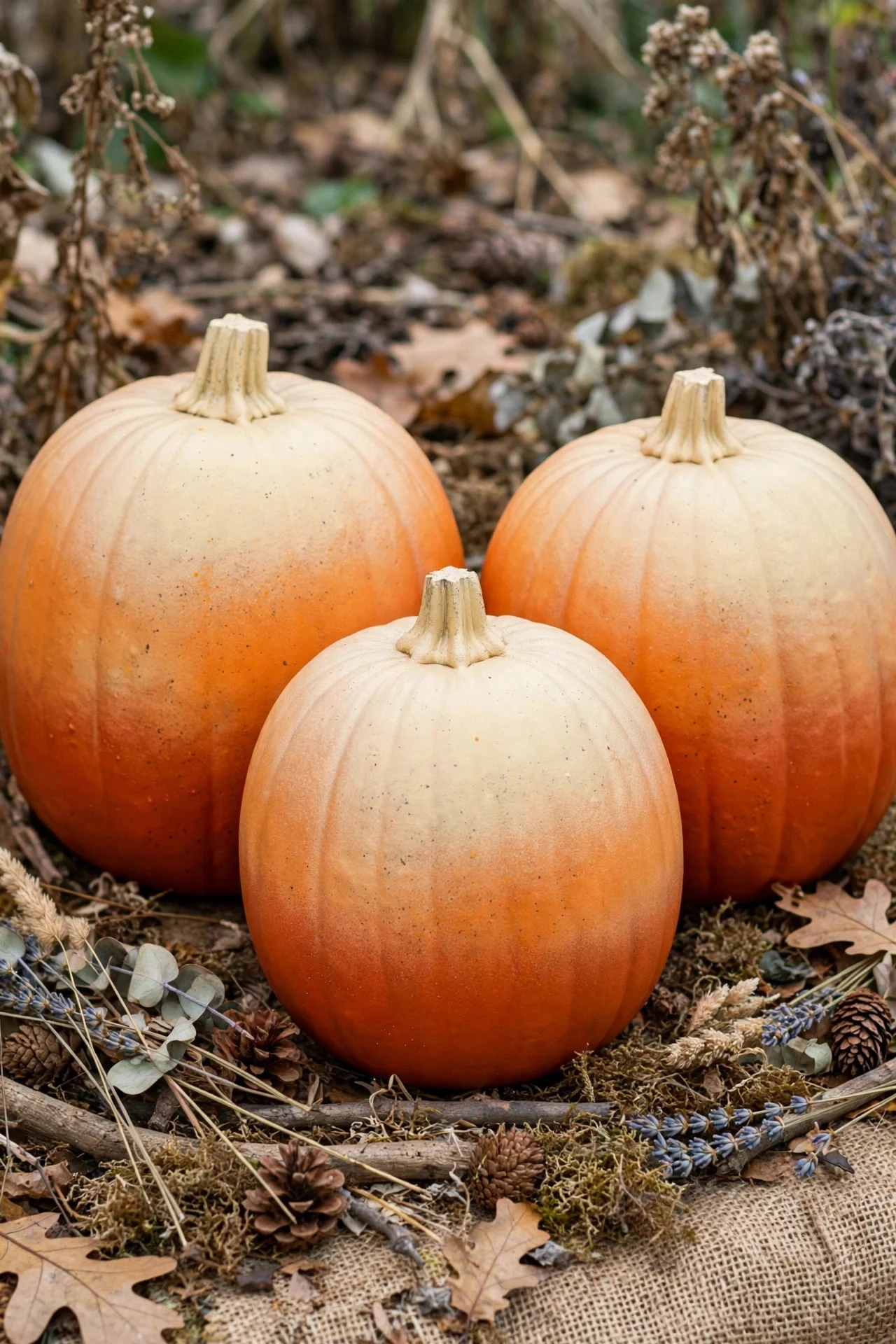 Painted ombre pumpkins in autumn gradient
