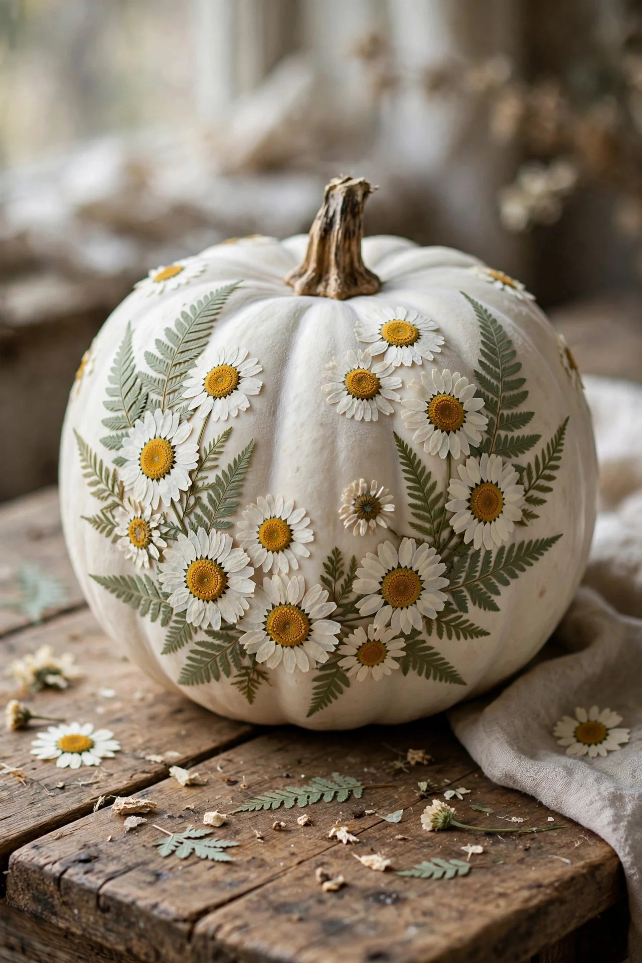 Pressed flower pumpkin