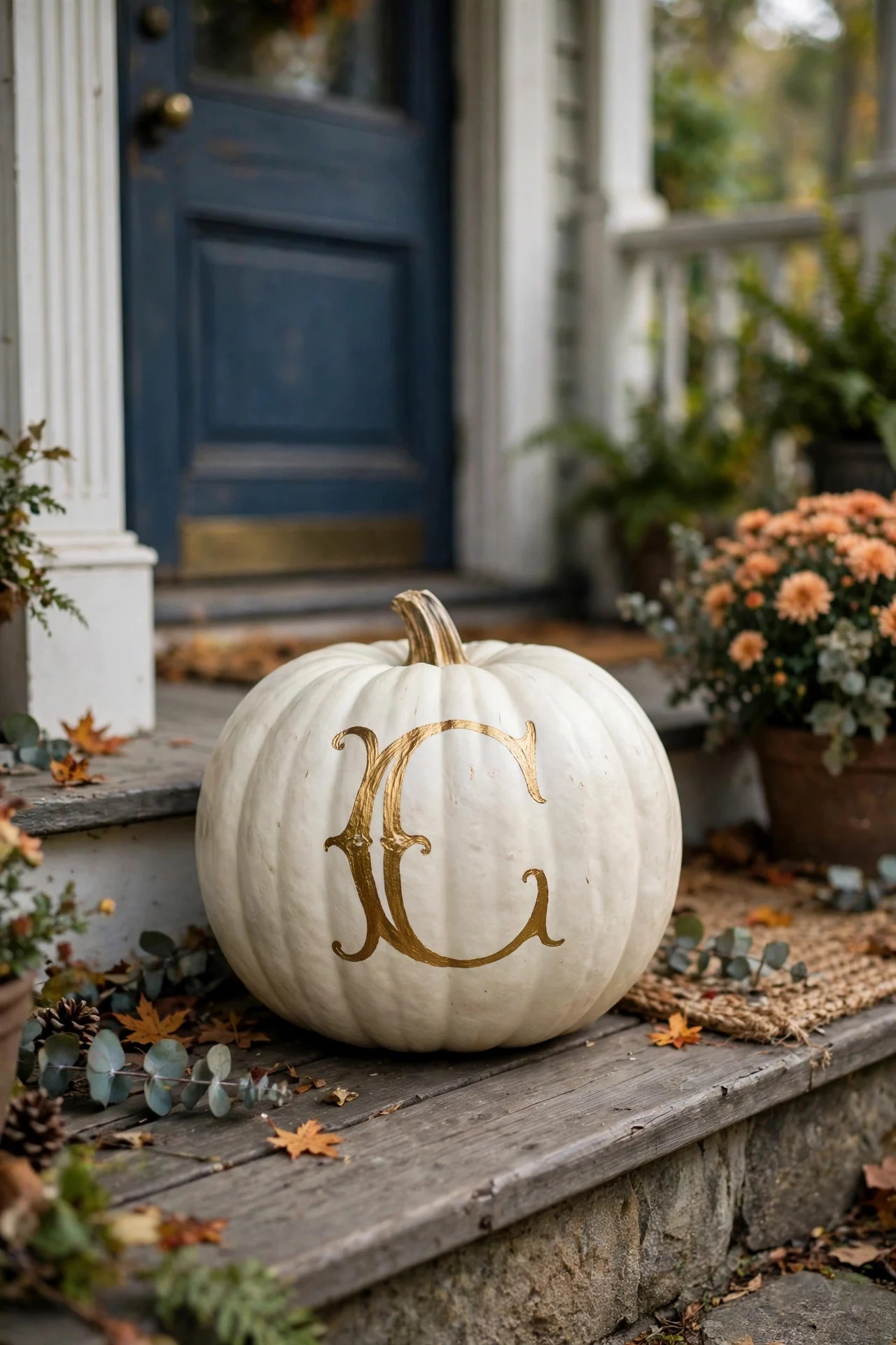 Monogram pumpkin with gold initial
