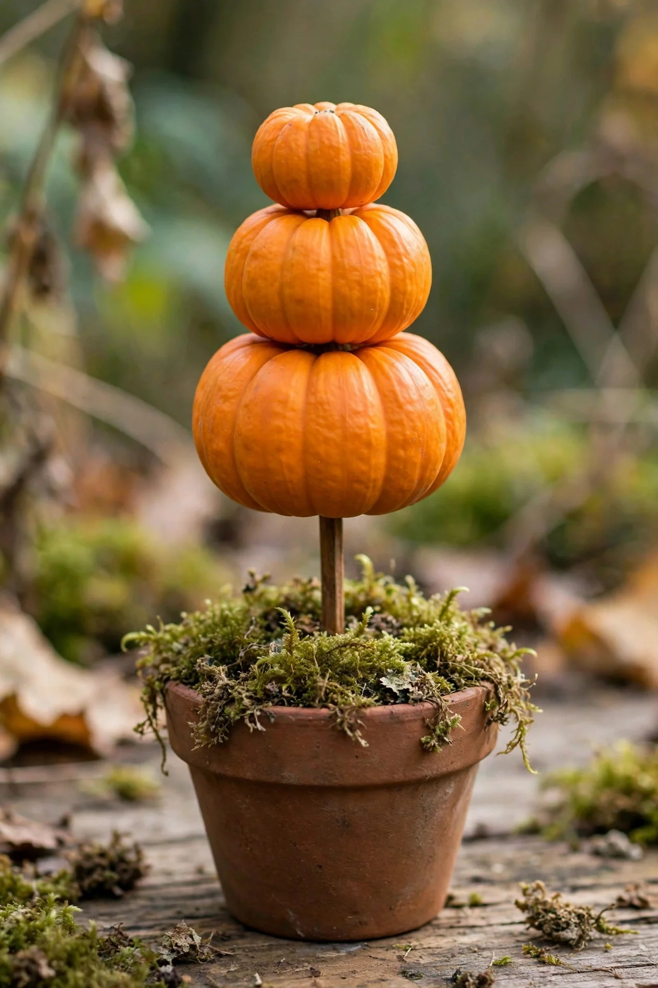 Stacked mini pumpkin topiary